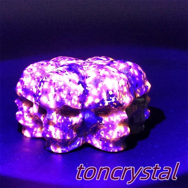2"+ Natural Yooperlite Skull Hand Carved Quartz Crystal Skull Reiki Healing 1pc
