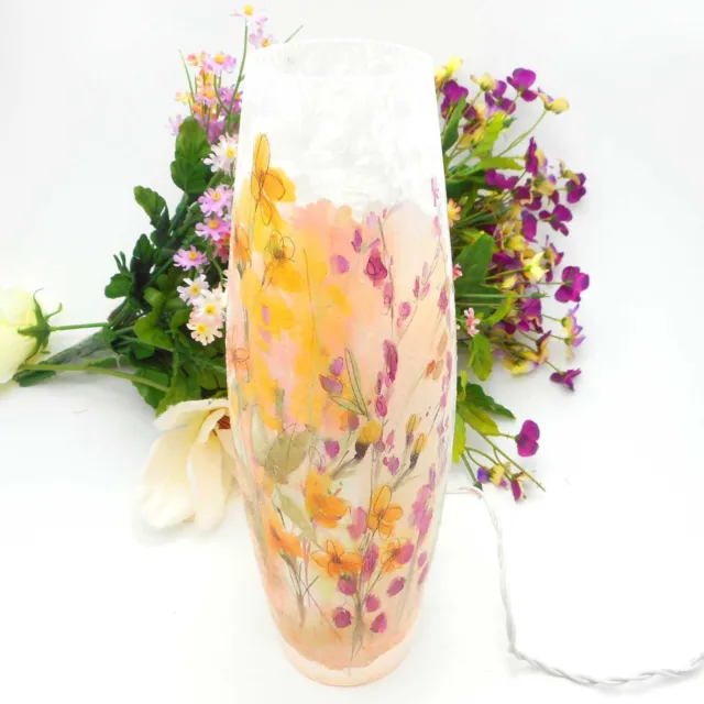 Stony Creek Decorative Lighted Glass Pastel Flowers Butterflies 12" Vase ATN09A
