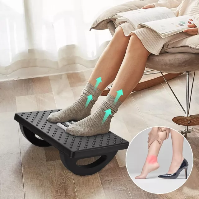Under Desk Footstool Ergonomic Design With Massage Points Rollers Non-Slip Porta