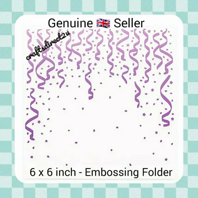 Embossing Folder - CELEBRATION - 6"x 6" - Party - Birthday - Streamers - Ribbon