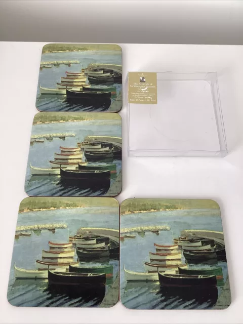 Set Of 4 Coasters Artwork Of Sir Winston Churchill - Border Fine Arts