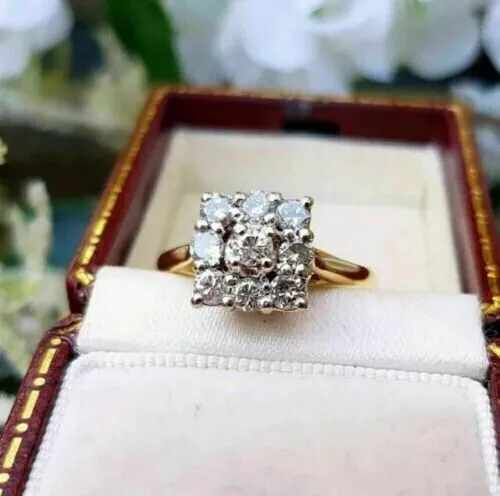 Bague de fiançailles pour femme en diamant simulé taille ronde 2 ct plaquée...