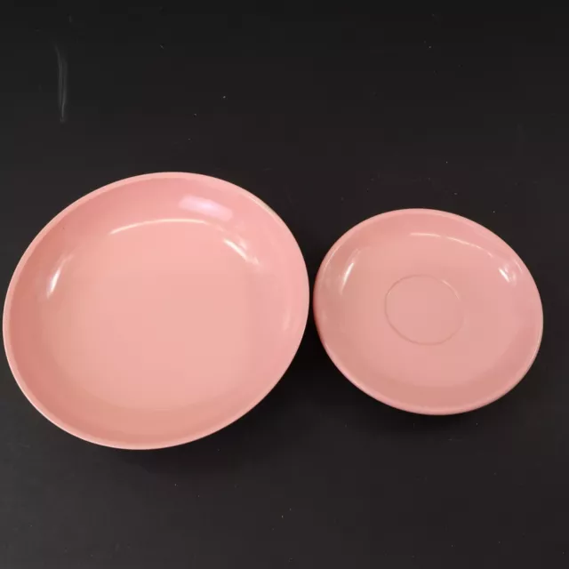 Vintage Boonton Ware Lot Light Pink Melamine Melmac Plate & Bowl