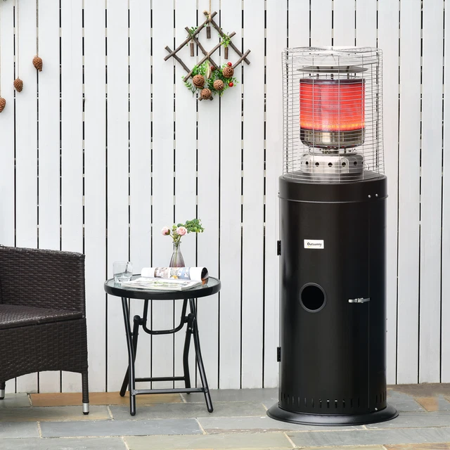 Outsunny Terrassenheizer Heizstrahler mit Handgriff 10KW Metall Stahl Schwarz