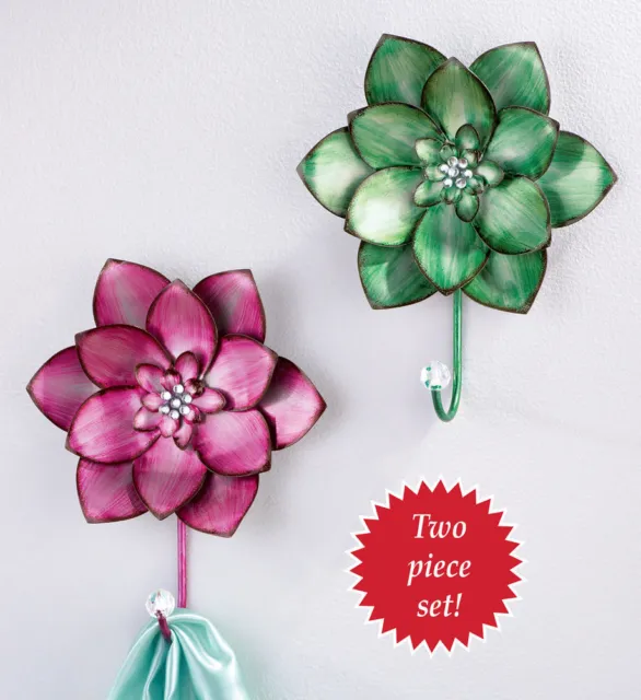 Floral Rich Colors Hanging Flower Wall Hooks Set Entryway, Hall, Bathroom