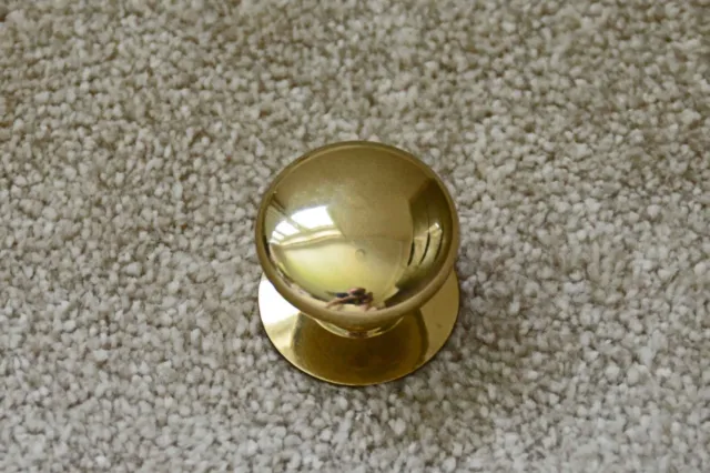 Pair x Vintage Solid Brass Polished Door Drawer Cupboard Knobs (EXCELLENT)