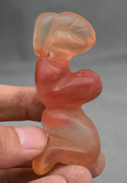 3.2" Ancient China Hongshan Culture Red Crystal Naked Girl Beauty Amulet Pendant
