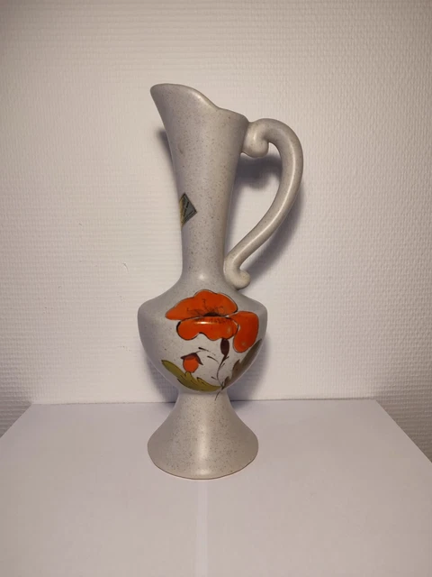 Grand Vase Vintage LCS Décoré De Pommes - En Céramique, Fait En Italie, Occasion Très Bon état