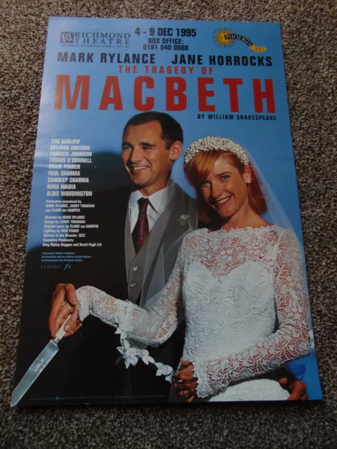 Macbeth theatre poster (1995, Mark Rylance, Jane Horrocks, Richmond Theatre)