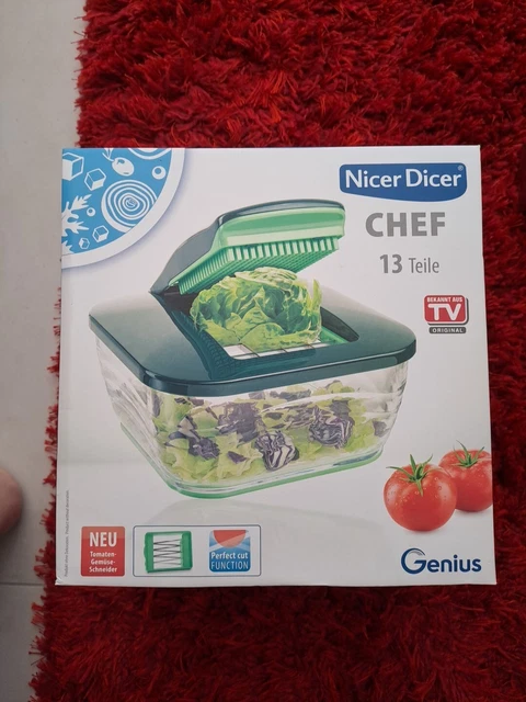 Genius Nicer Dicer Chef S Combi Set Premium (7-Piece) in Green with Planer Insert, Vegetable Slicer, Tomato Vegetable Cutter, Easy and Quick Vegetable Slicing