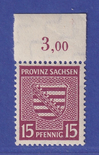 SBZ Provinz Sachsen 1945 Wappen Mi.-Nr. 80 X Oberrandstück postfrisch **