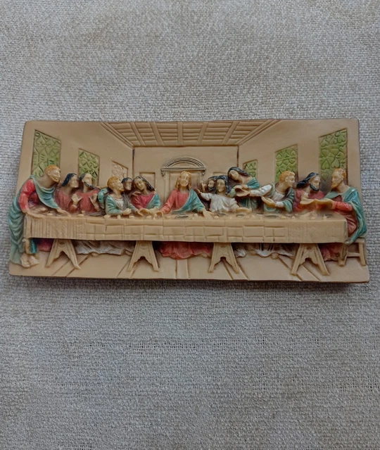 VINTAGE THE LAST Supper Wall Plaque Italy Hand Painted Resin Wall Art ...