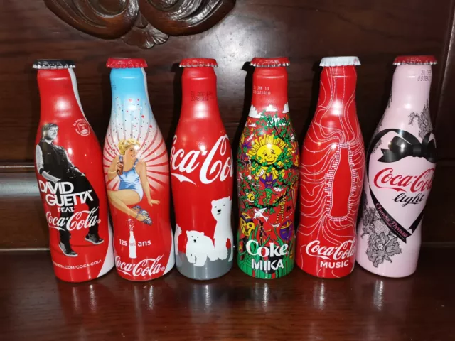 Coca cola cola lotto 6 bottiglie alluminio