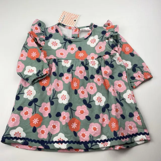Girls size 00, Jack & Milly, floral fleece lined cotton dress, NEW