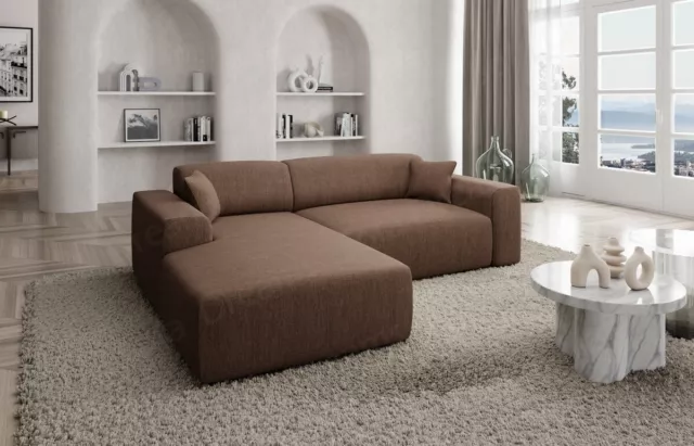 Couch Design Ecksofa Luxus Sofa Strukturstoff Eckcouch MALLORCA L Form kurz