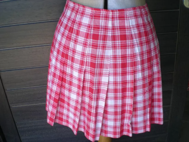 jupe plissée T40 kilt femme années 70 rose blanc vintage made in France MISS-DIF