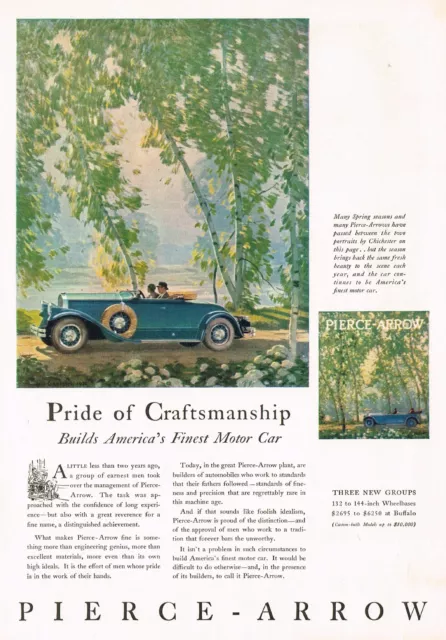 1930 Vintage Pierce Arrow Convertible Car Automobile Chichester Art Print Ad
