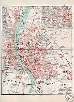 BUDAPEST Theresienstadt  Josefstadt Stadtplan von 1897 Obuda Elisabethstadt