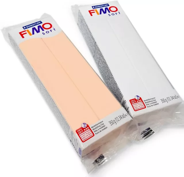 FIMO Soft 454g Polymer Modelling Clay - Oven Bake Clay - White and Flesh Set 2