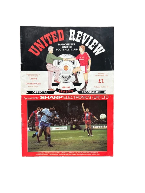 FOOTBALL PROGRAMME MANCHESTER United v Coventry City 1991/1992 £1.97 PicClick