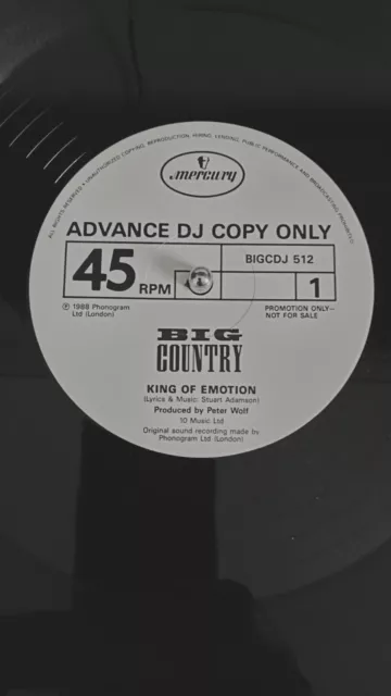 Big Country King Of Emotion 12" Single Promo Advance DJ Copy.