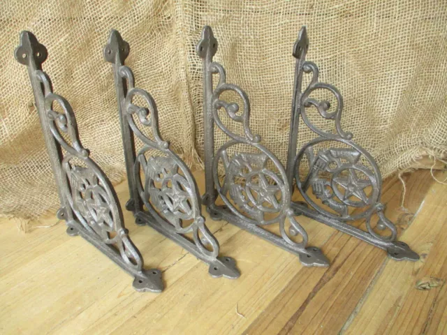 4 Cast Iron Crossed Pistol Brackets Garden Braces Shelf Brackets RUSTIC Western