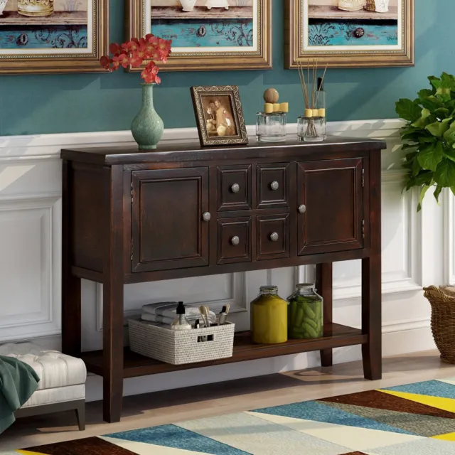 TREXM Cambridge Series Buffet Sideboard Console Table with Bottom Shelf