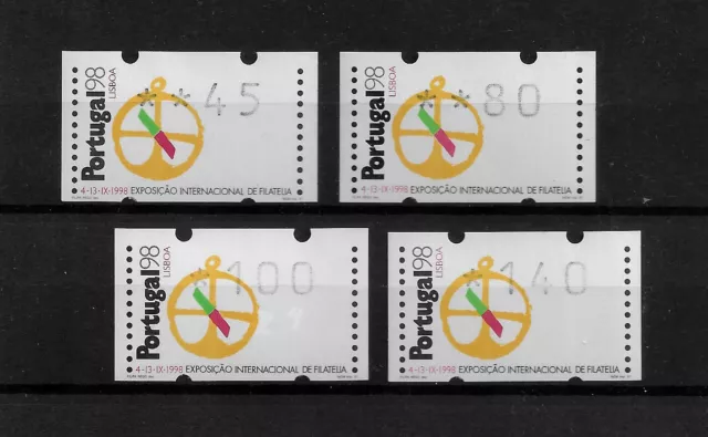 Portugal Atm Machine Stamps - Etiquetas - 1998 Int. Stamp Exp. Set Mnh