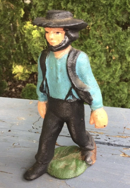 Vintage Cast Iron Amish Man Figurine, 5” High