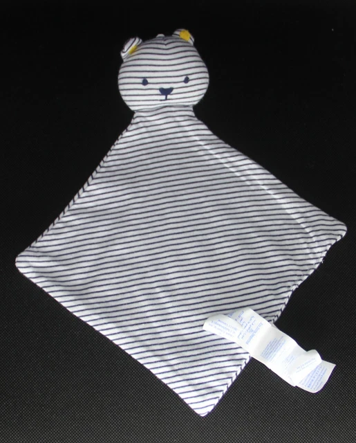 Doudou Plat Ours Raye Bleu Oreille Jaune Obaibi Okaidi Etat Neuf