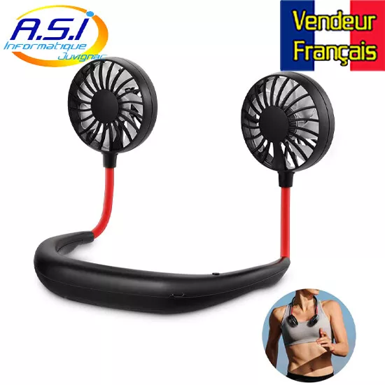 Ventilateur Portable USB Portable Nuque cou mini Rechargeable VENDEUR FRANCAIS