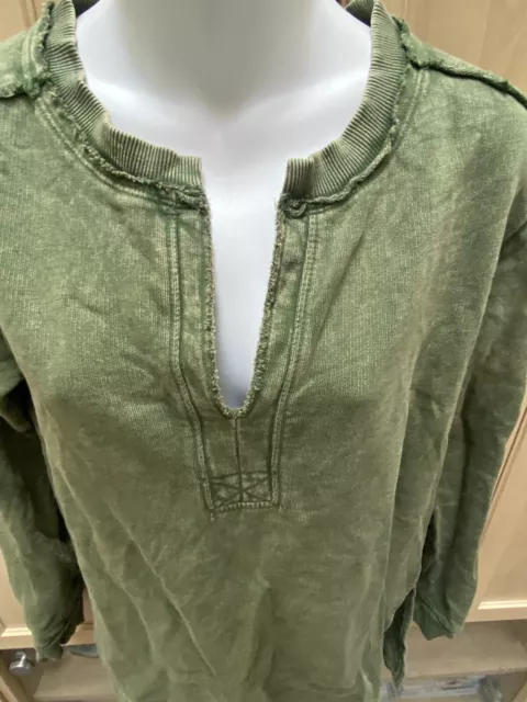 Pilcro Anthropologie Distressed Grunge Sweatshirt Pullover Women’s Small Green