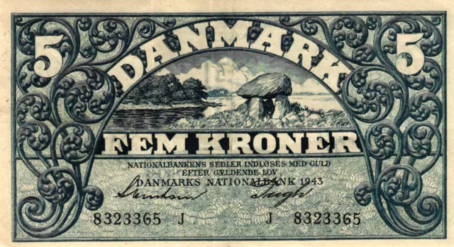 05 Denmark / Dänemark P30i 5 Kroner 1943
