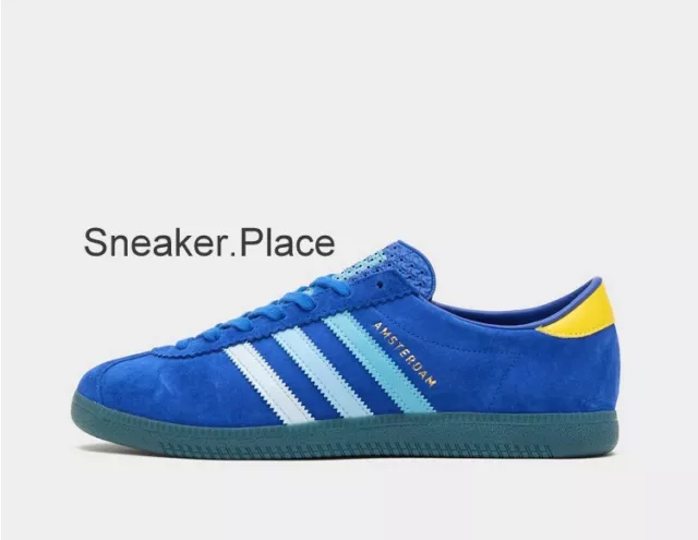 ADIDAS ORIGINALS AMSTERDAM Men s Trainers in Blue and Yellow