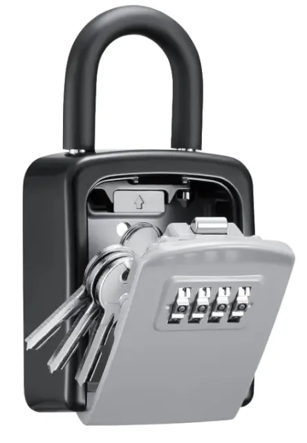 Key Lock Box, 4-Digit Combination Key Storage Lockbox, Portable Wall Mounted Sec