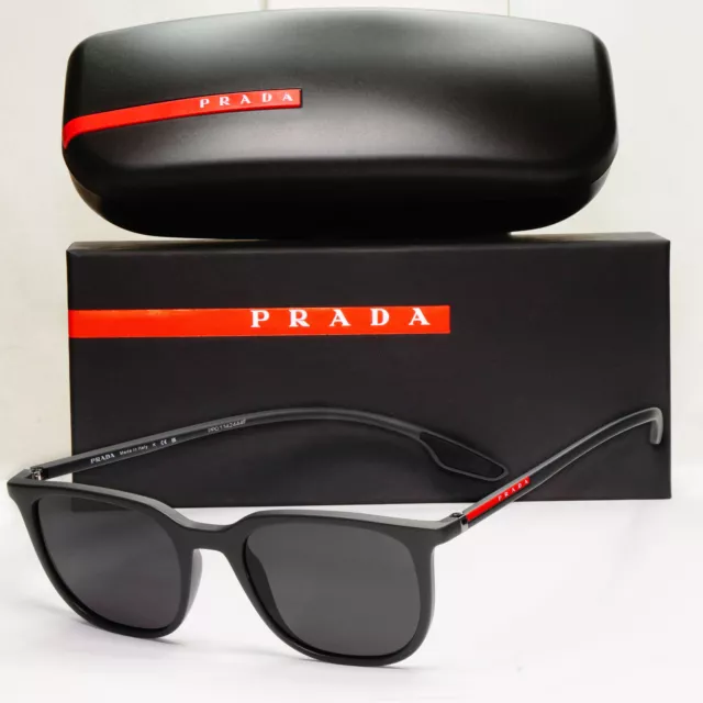 Prada Sunglasses Grey Rubber Square Red Stripe PS01OV VPS 01O UFK-1O1 50mm