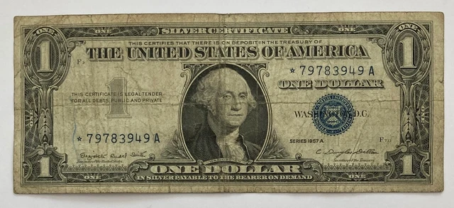 1957-A  $1  STAR United State Silver Certificate ONE Dollar Bill Note 1957 A 949
