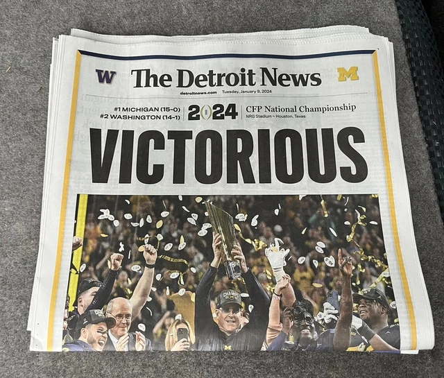 MICHIGAN WOLVERINES NATIONAL Championship Detroit News Newspaper 2024 1