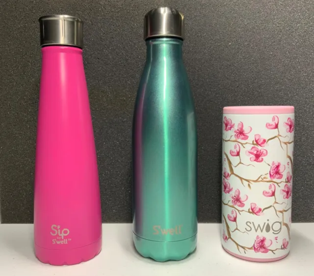 3-Sip By Swell, S’Well, Insulated Stainless Steel Water Bottles & Swig Slim Can