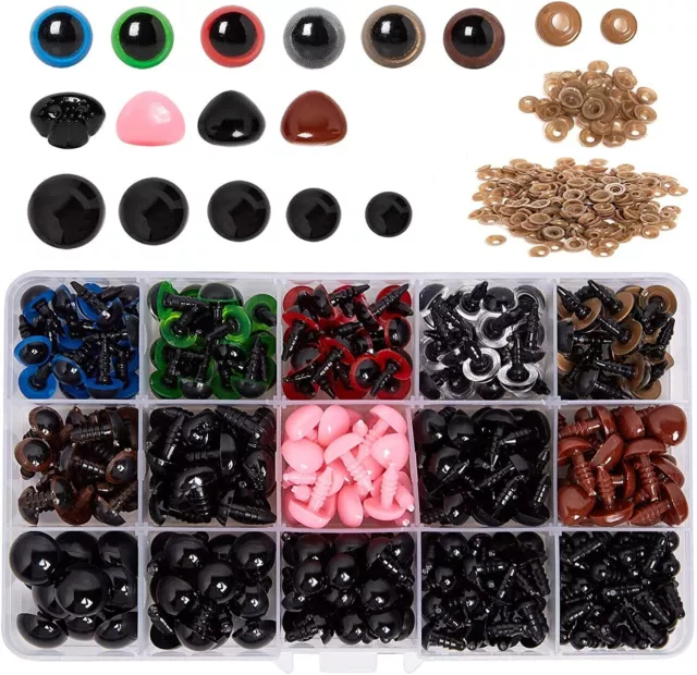 560Pcs Plastic Safety Eyes and Noses with washers for Doll Plush Toy Teddy Bear