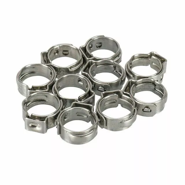 25Pcs Single Ear Hose Clamps Stepless 5.3-16.6mm DIY Stainless Steel Clamp Rings