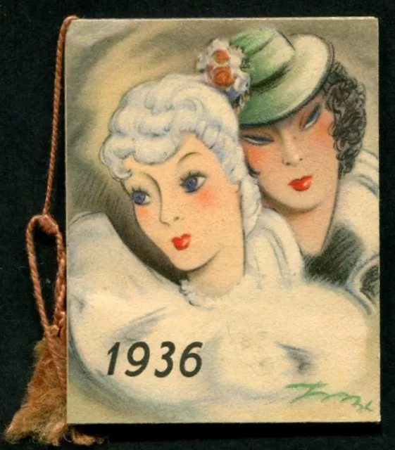 CALENDARIETTO LANZA 1936 DONNE E FANTASIE Illustr MARANGOLO - OTTIMO !   GENOVA