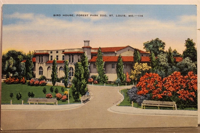 Missouri MO St Louis Zoo Forest Park Bird House Postcard Old Vintage Card View