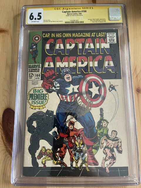 Captain America #100 CGC 6.5 SS 1968 1st Issue! Avengers! signed by Stan Lee