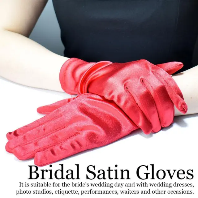 Ladies Short Wrist Gloves Smooth Satin For Party Dress Evening Prom Wedding P1G6