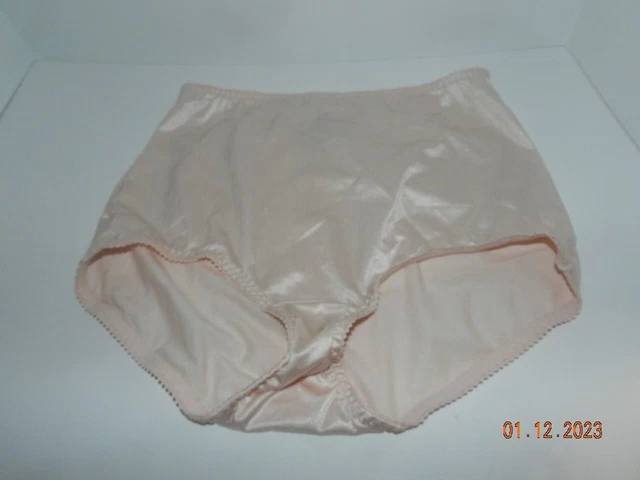 Vtg PANTIES Vassarette Second skin Sissy Nylon Brief 2XL 40001 Blush
