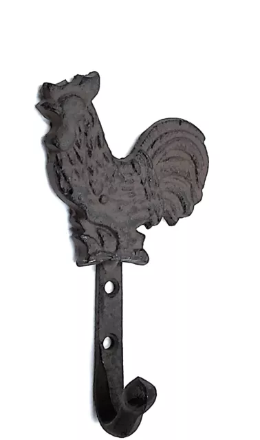 Cast Iron Chicken Rooster Coat Hook Rustic Country Farmhouse Kitchen Decor 2