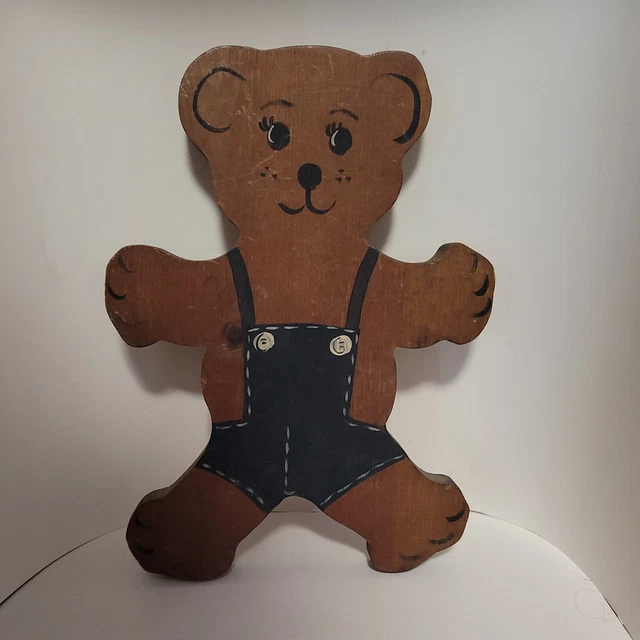 Vintage Wooden Teddy Bear Hangup Decor