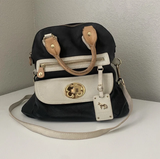 Emma Fox Leather Tri-Tone Large Satchel Bag