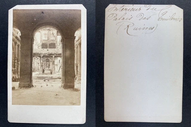 Photo Vintage Des Ruines Des Tuileries Après La Commune De Paris 1871 - Tirage Albuminé Original